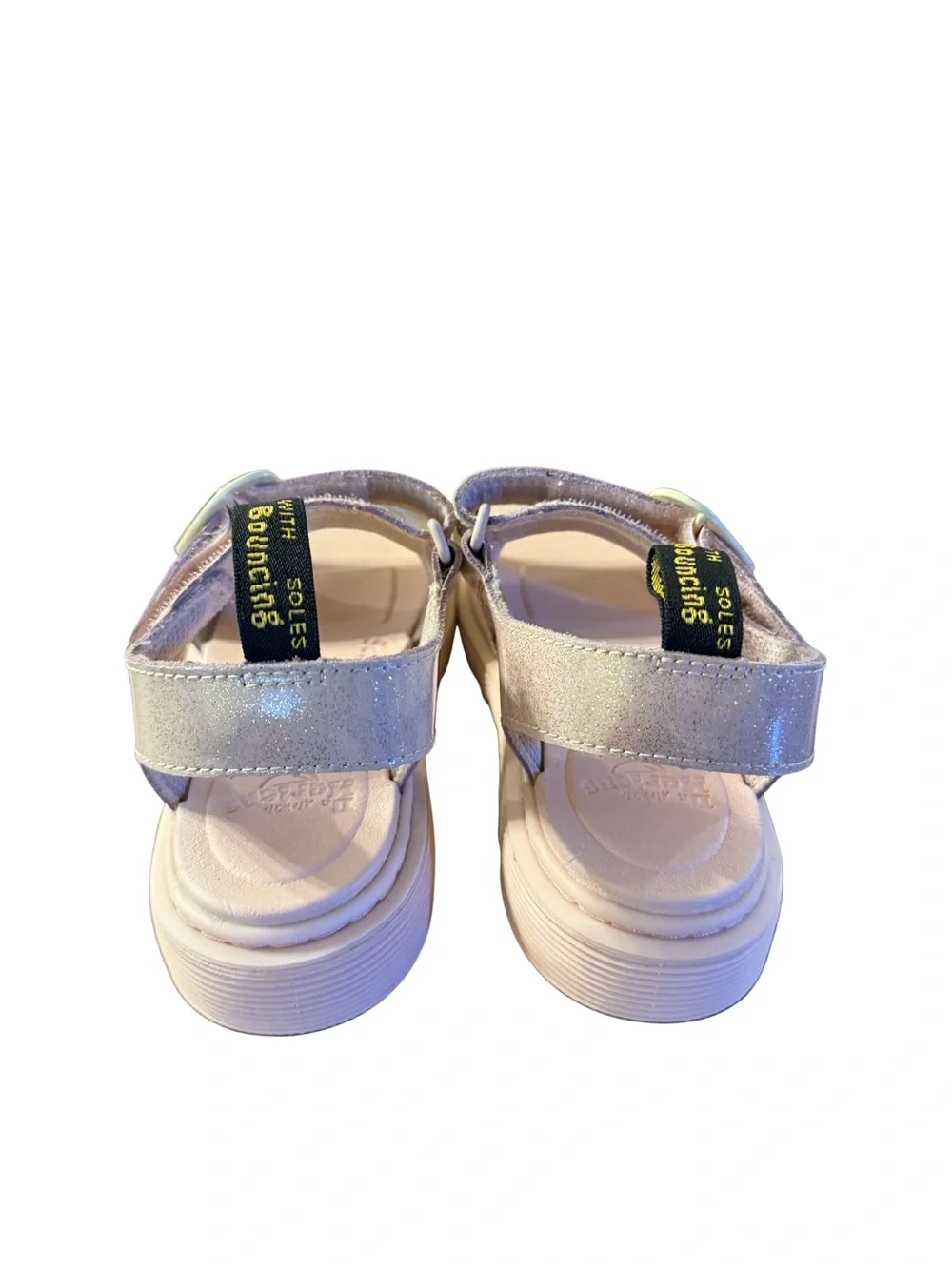 Dr. Martens Girls' Marlowe Glitter Heart Strap Sandals - Light Pink